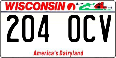 WI license plate 204OCV