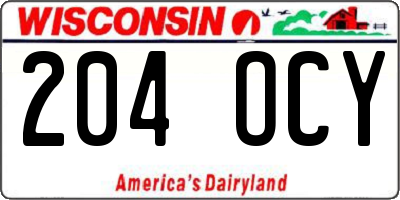WI license plate 204OCY