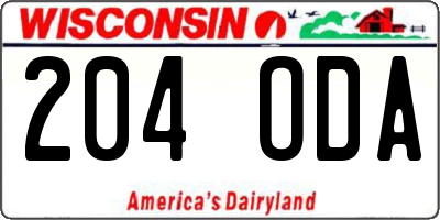 WI license plate 204ODA