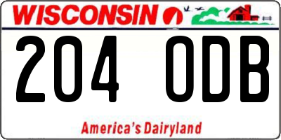 WI license plate 204ODB