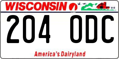 WI license plate 204ODC