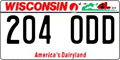 WI license plate 204ODD