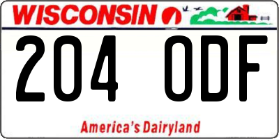 WI license plate 204ODF