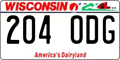 WI license plate 204ODG