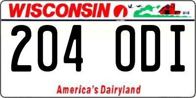 WI license plate 204ODI
