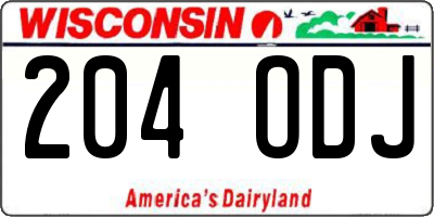 WI license plate 204ODJ