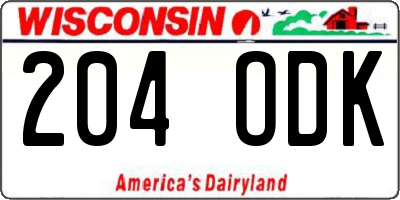 WI license plate 204ODK