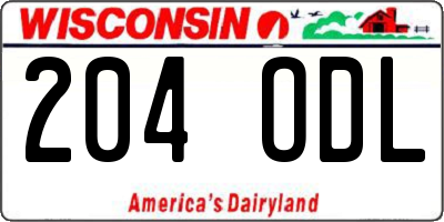 WI license plate 204ODL