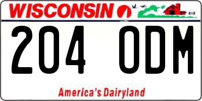 WI license plate 204ODM