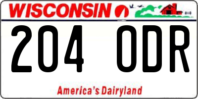 WI license plate 204ODR