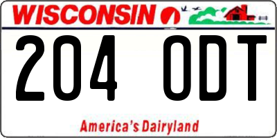 WI license plate 204ODT