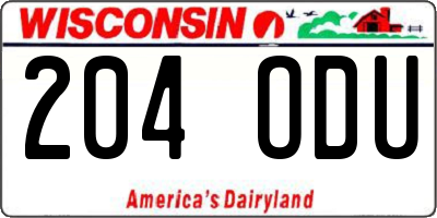 WI license plate 204ODU
