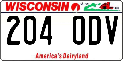 WI license plate 204ODV