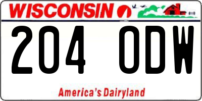 WI license plate 204ODW