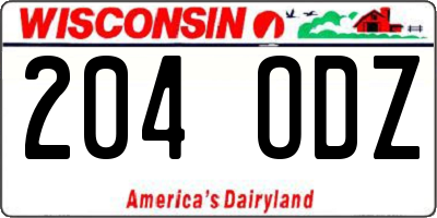 WI license plate 204ODZ