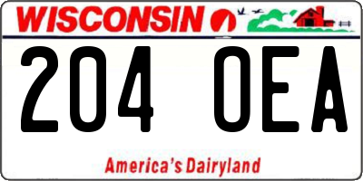 WI license plate 204OEA