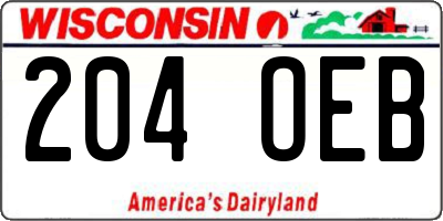 WI license plate 204OEB