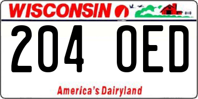 WI license plate 204OED