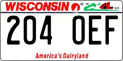 WI license plate 204OEF