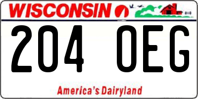 WI license plate 204OEG