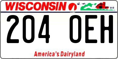 WI license plate 204OEH
