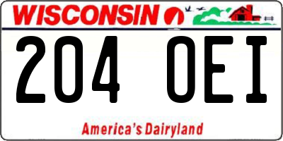 WI license plate 204OEI