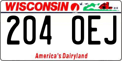 WI license plate 204OEJ