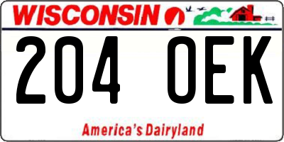 WI license plate 204OEK
