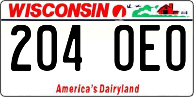 WI license plate 204OEO