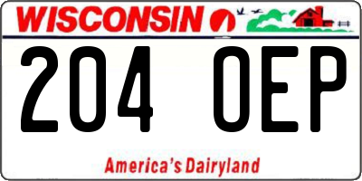 WI license plate 204OEP