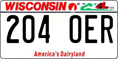 WI license plate 204OER
