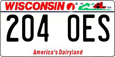 WI license plate 204OES