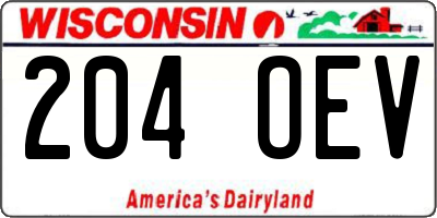 WI license plate 204OEV