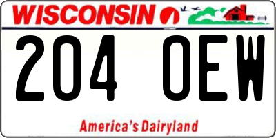 WI license plate 204OEW