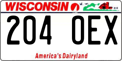 WI license plate 204OEX