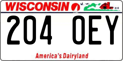 WI license plate 204OEY