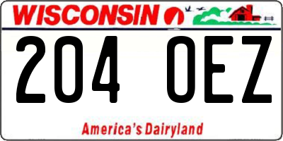 WI license plate 204OEZ