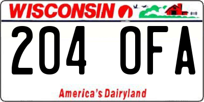 WI license plate 204OFA