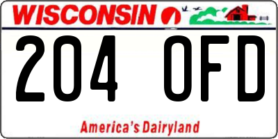 WI license plate 204OFD