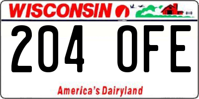 WI license plate 204OFE