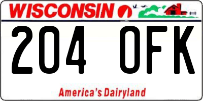 WI license plate 204OFK