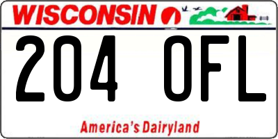 WI license plate 204OFL