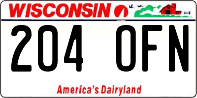 WI license plate 204OFN