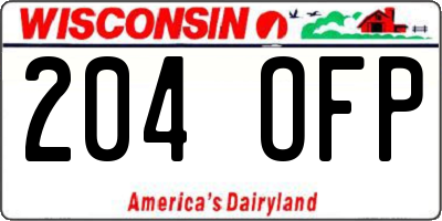 WI license plate 204OFP