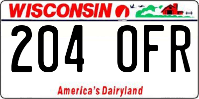 WI license plate 204OFR