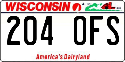 WI license plate 204OFS