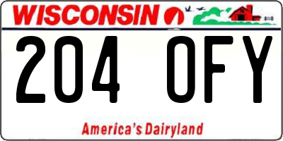WI license plate 204OFY