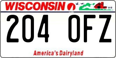 WI license plate 204OFZ