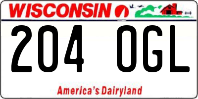 WI license plate 204OGL