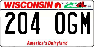 WI license plate 204OGM